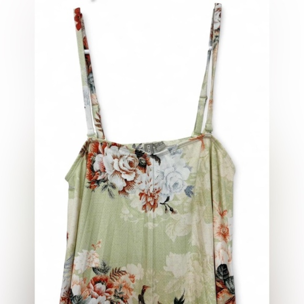 ASOS Green Floral Pleated Above The Knee Dress Size 6 Maternity Tropical Stretch - Picture 3 of 5